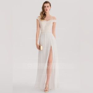 A-Line/Princess Off-the-Shoulder Floor-Length Chiffon Evening Dress